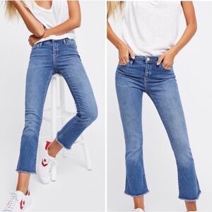Free People Crop Straight Jeans Frayed Hem Size 29